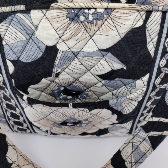 Vera Bradley Retired Shoulder Bag Camellia Cream Tan Blue Black Zipper Tote - Picture 11 of 14